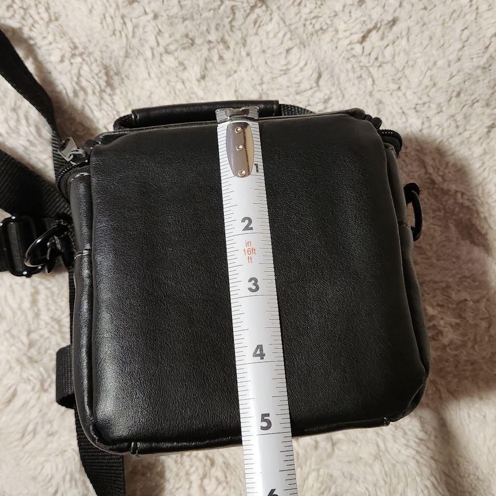 Icon Black Vinyl Camera Storage Case Bag Padded Shoulder Strap 5'X5' Small - Picture 10 of 13